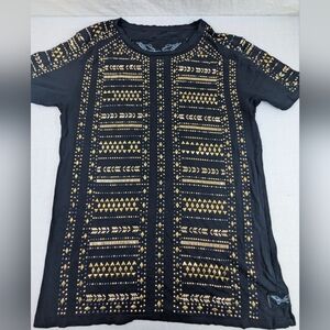 Robin's Jeans Eye Popping Gold Studed Black Shirt Full Frontal Bling Size 2XL